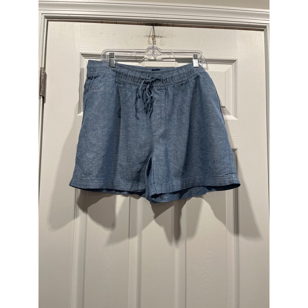 Gap Mens XL Blue Linen Blend Drawstring Elastic Waist Shorts Chambray GP00486524